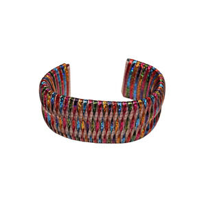 Multi Color Twisted Look Rainbow Cuff Plastic Bracelet 2 3/4" Wide